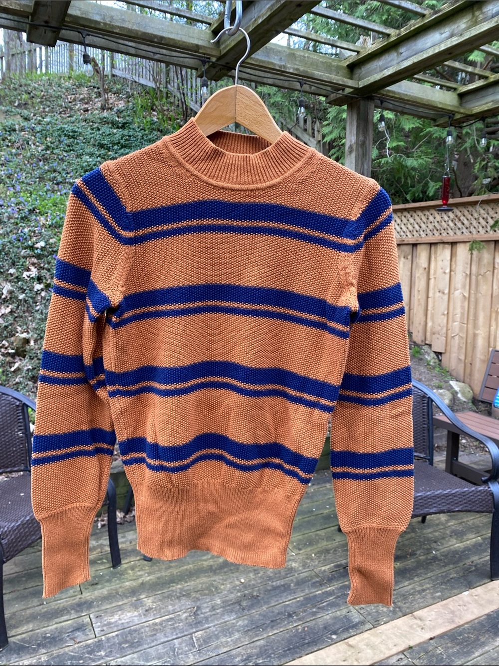 100% cotton GAP Rust Orange Sweater with Navy Stripes